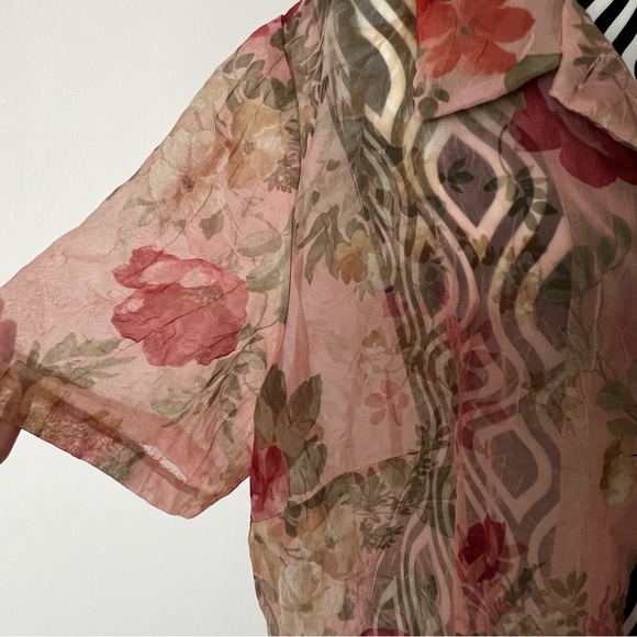 Vintage 90s Lady Dorby Sheer Floral Open Back Top - Picture 11 of 13